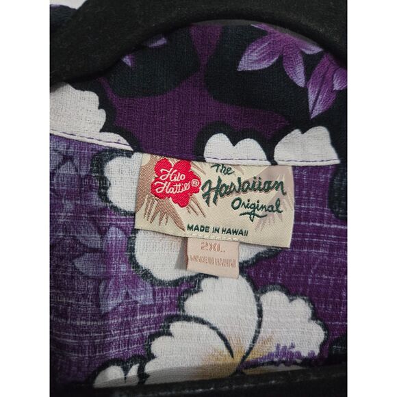 Vintage Hilo Hatties Hawaiian Original Floral Bowler Shirt Men 2XL Purple - Picture 3 of 3
